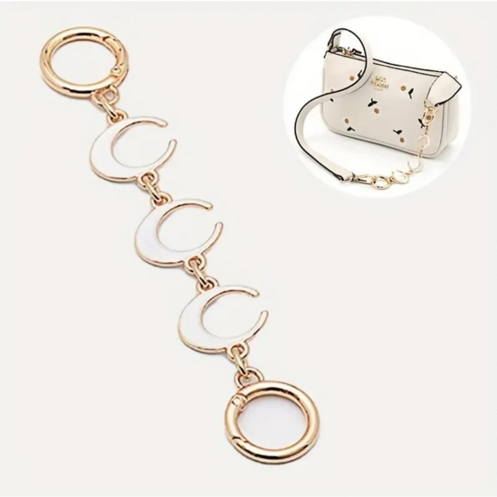 Moon Purse Chain Extender / Charm White Gold Tone Fashion